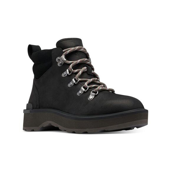SOREL Womens Black Hi-line Round Toe Block Heel Leather Hiking Boots 5 - Picture 1 of 4